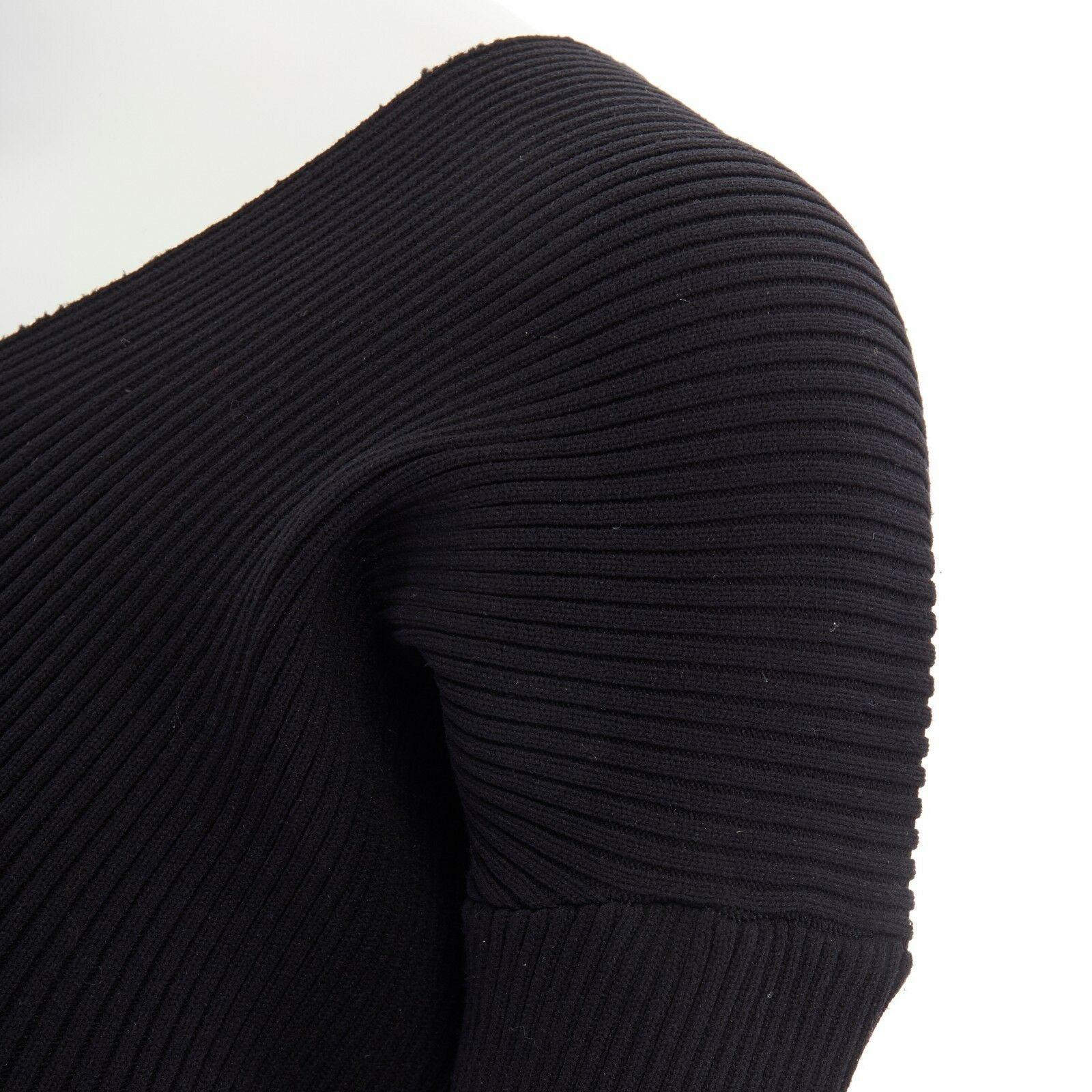 COMME DES GARCONS 1991 black sock knit ribbed raw V-neck cropped sweater top S 1