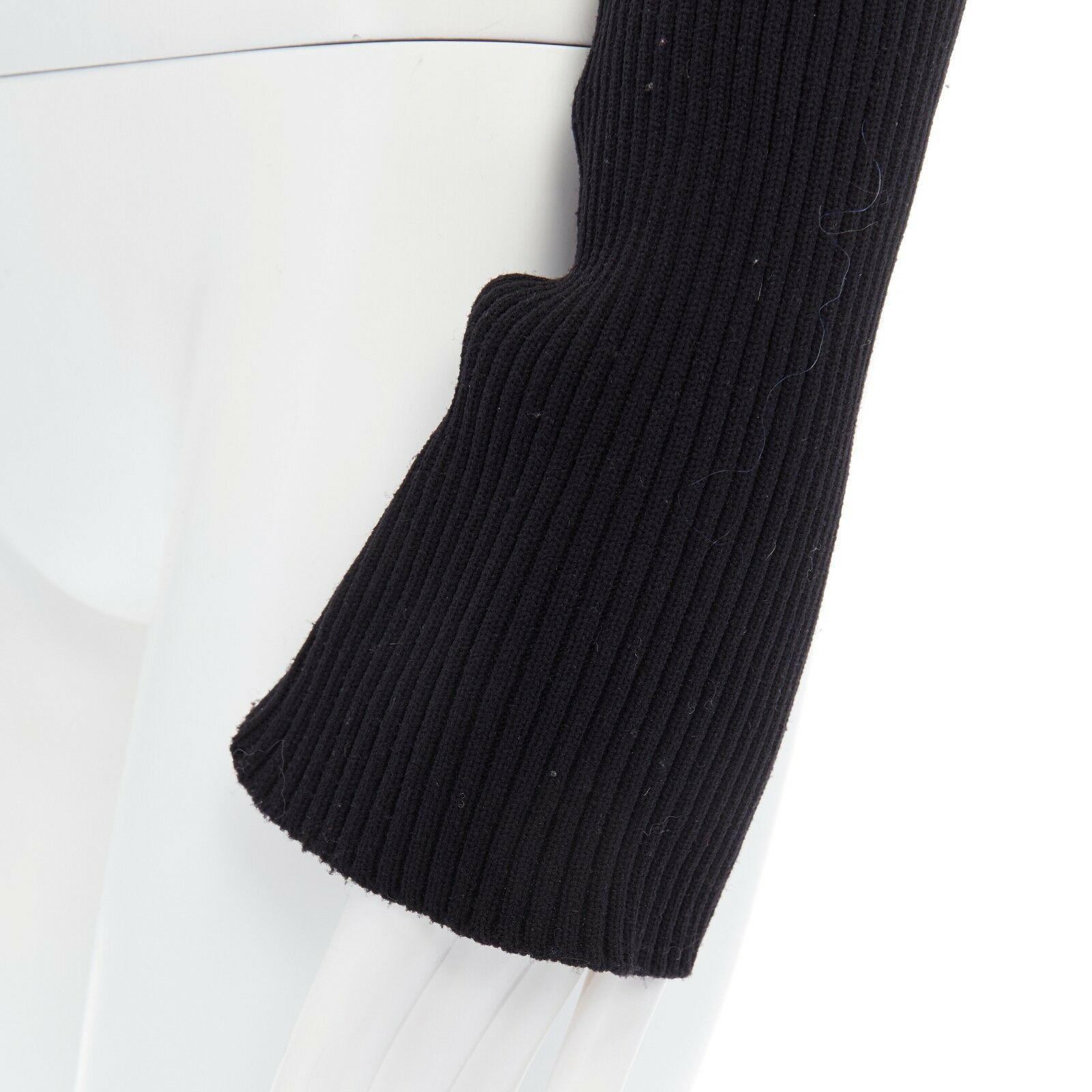 COMME DES GARCONS 1991 black sock knit ribbed raw V-neck cropped sweater top S 2