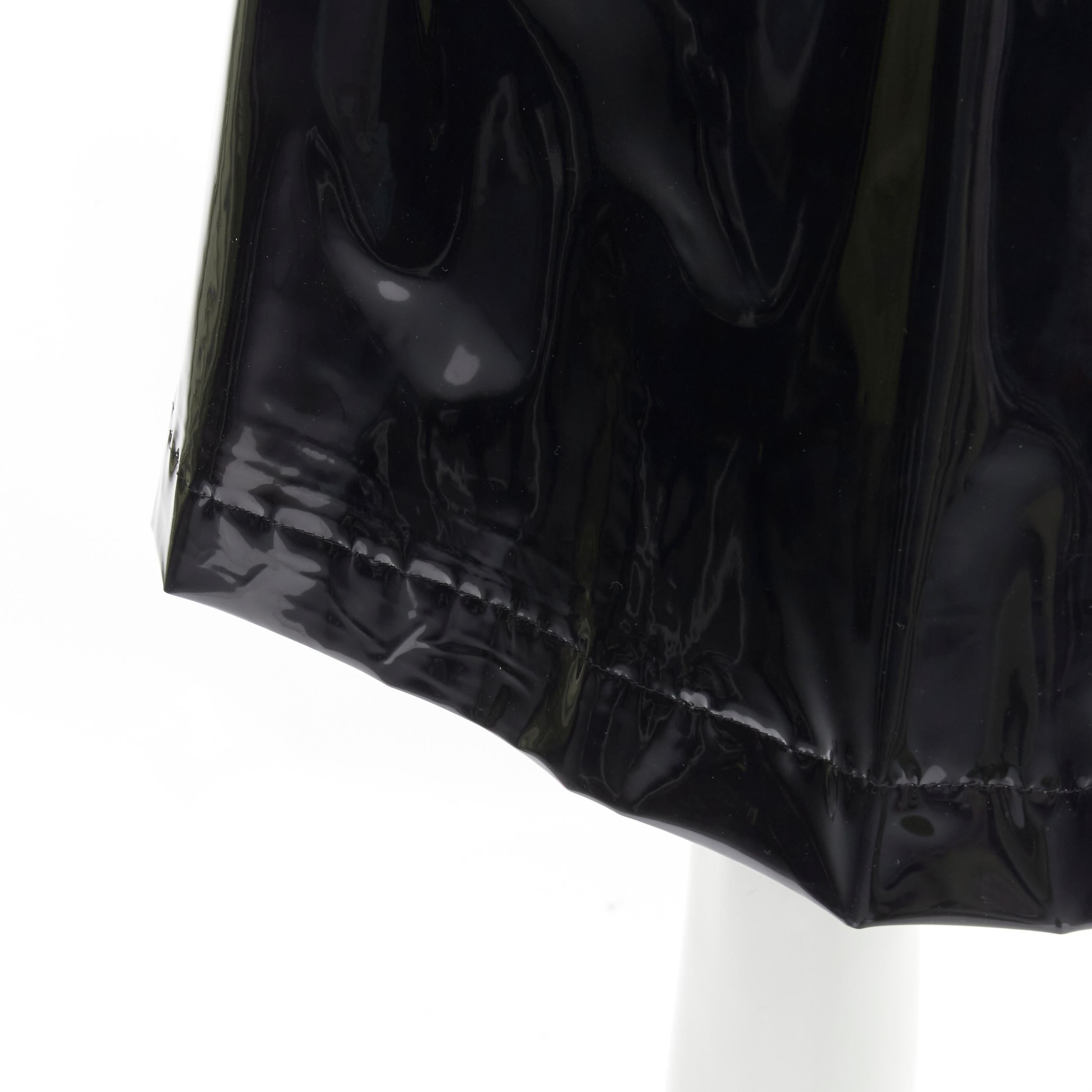 COMME DES GARCONS 1991 black vinyl plastic bias cut A-lined flared skirt L For Sale 2