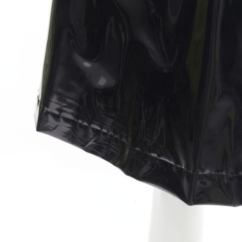 COMME DES GARCONS 1991 black vinyl plastic bias cut A-lined flared skirt L For Sale 3