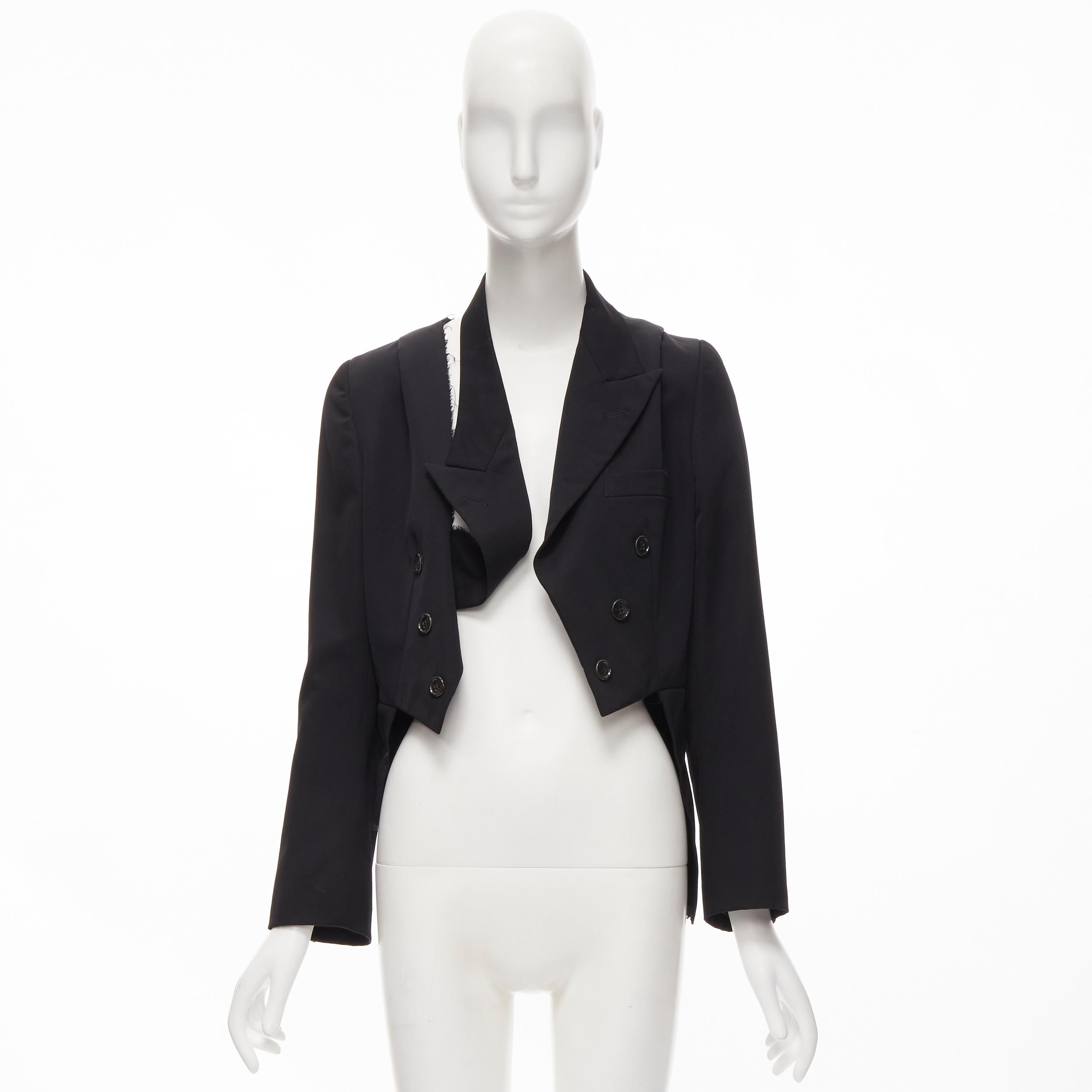 COMME DES GARCONS 1991 black wool deconstructed collar double breasted blazer S 6