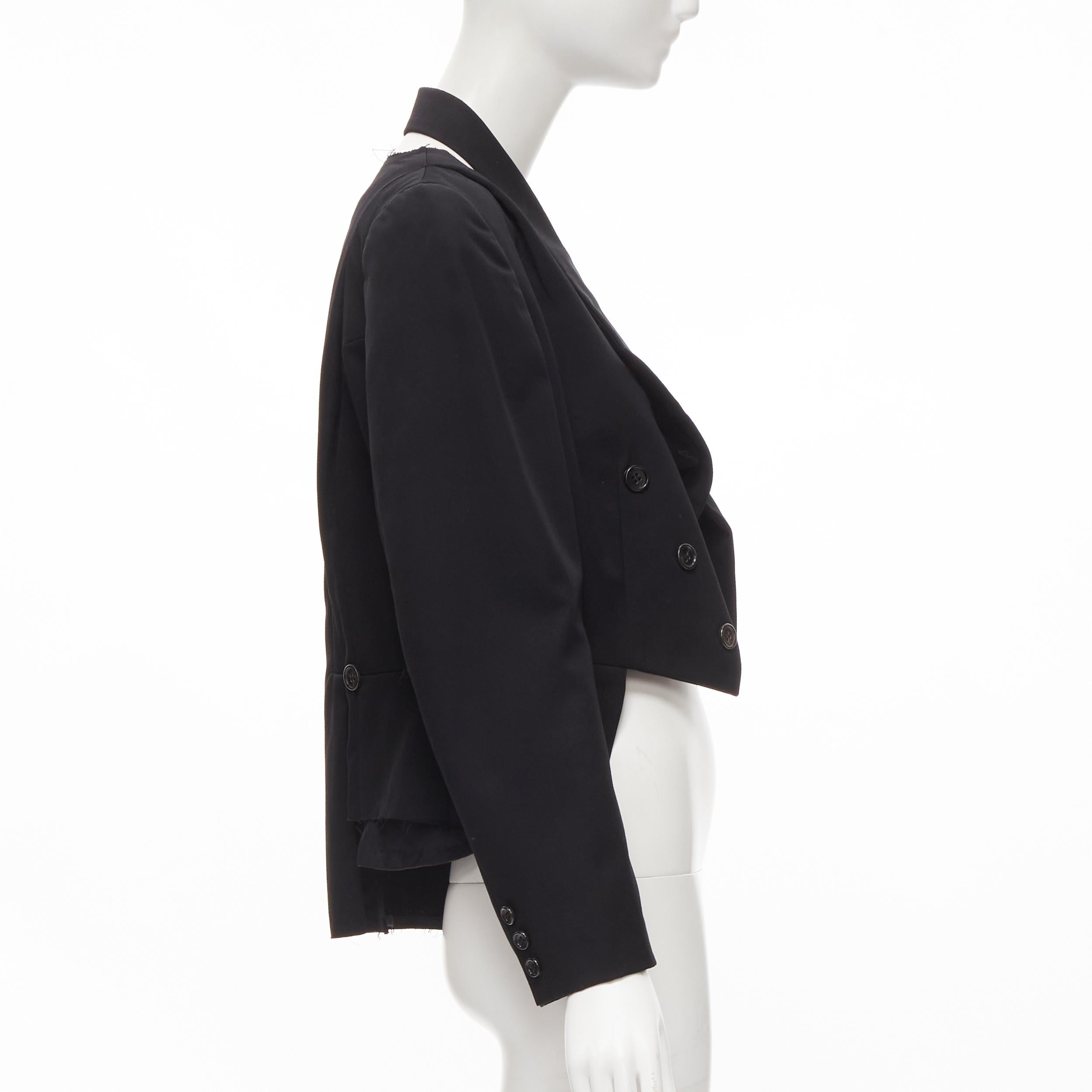 Black COMME DES GARCONS 1991 black wool deconstructed collar double breasted blazer S
