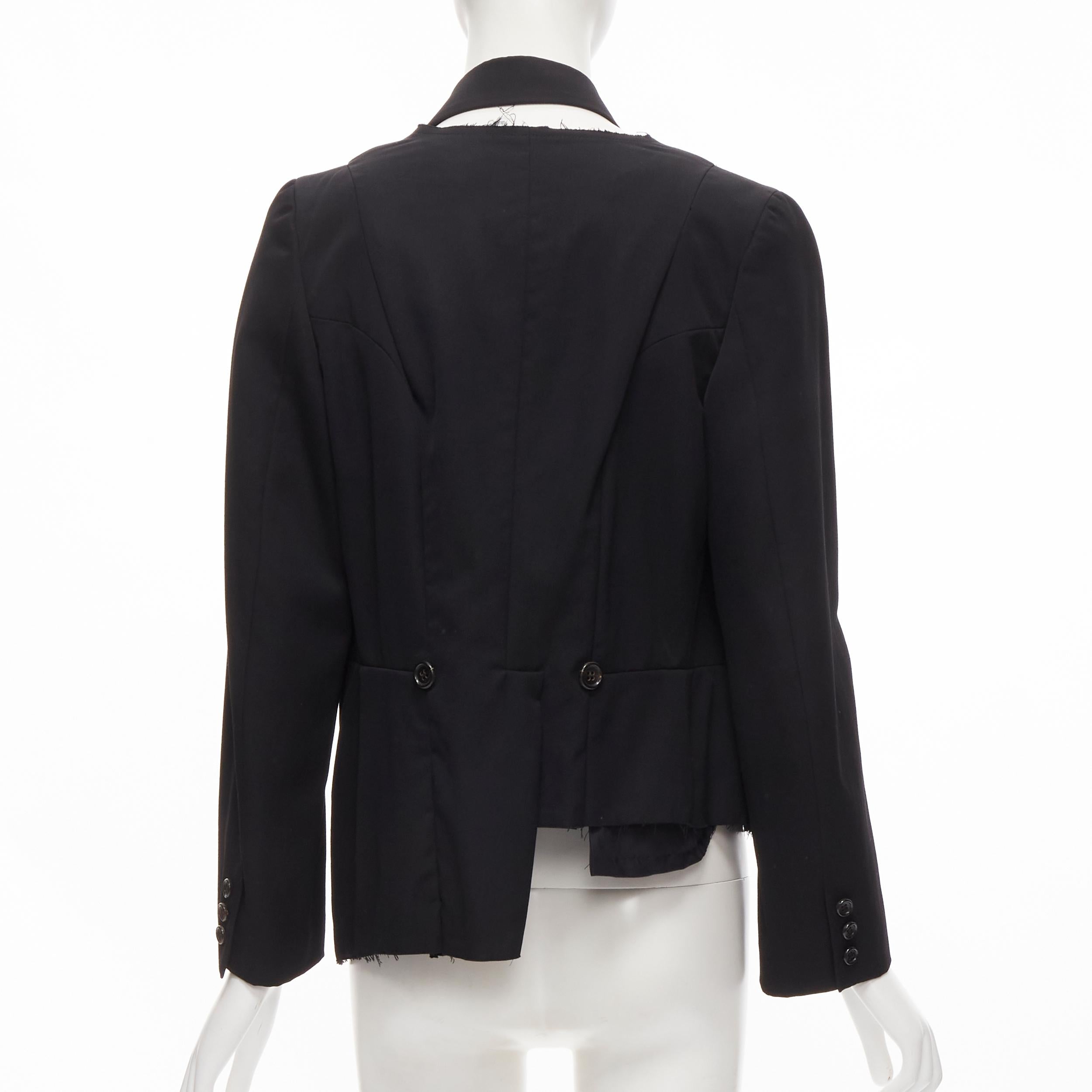 COMME DES GARCONS 1991 black wool deconstructed collar double breasted blazer S In Excellent Condition In Hong Kong, NT