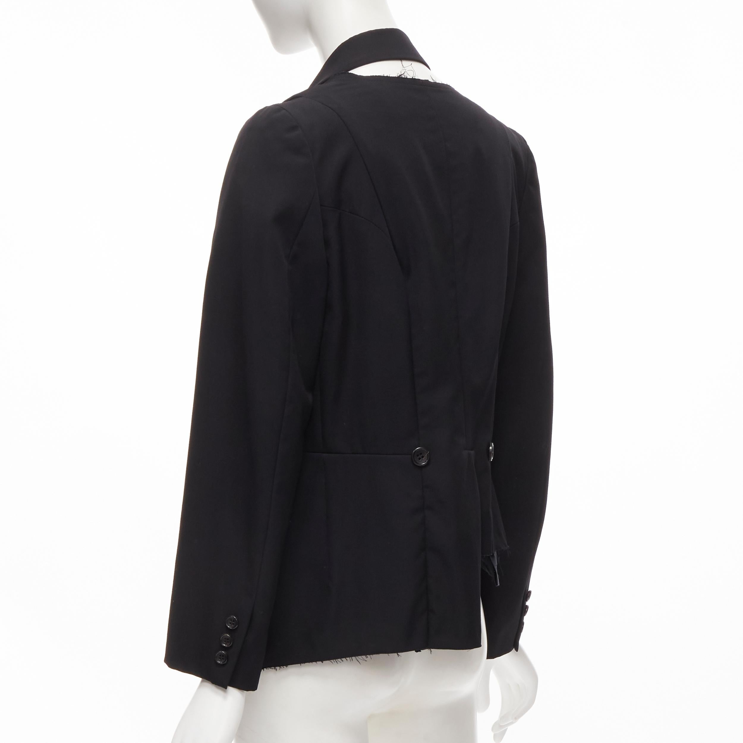 Women's COMME DES GARCONS 1991 black wool deconstructed collar double breasted blazer S