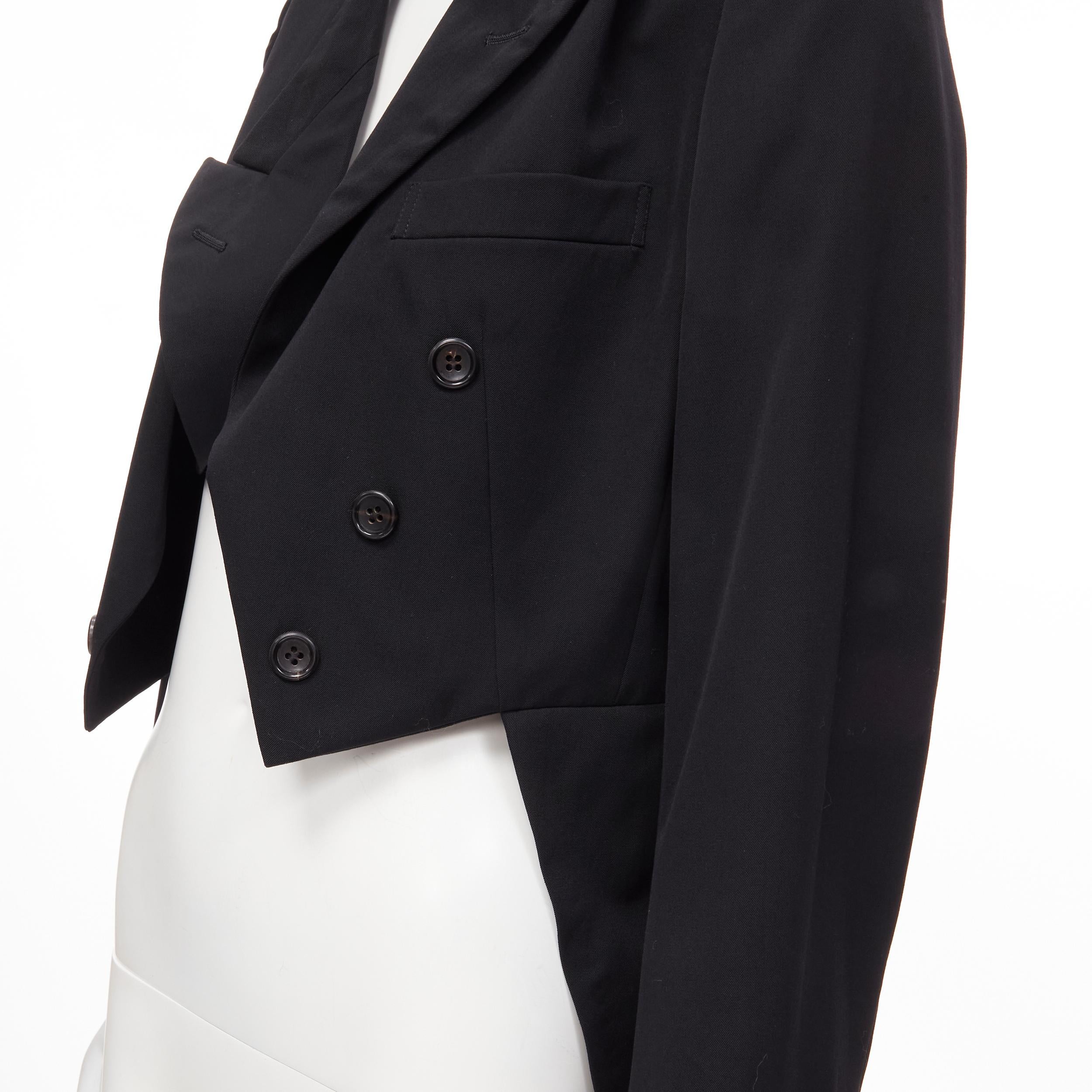 COMME DES GARCONS 1991 black wool deconstructed collar double breasted blazer S 2