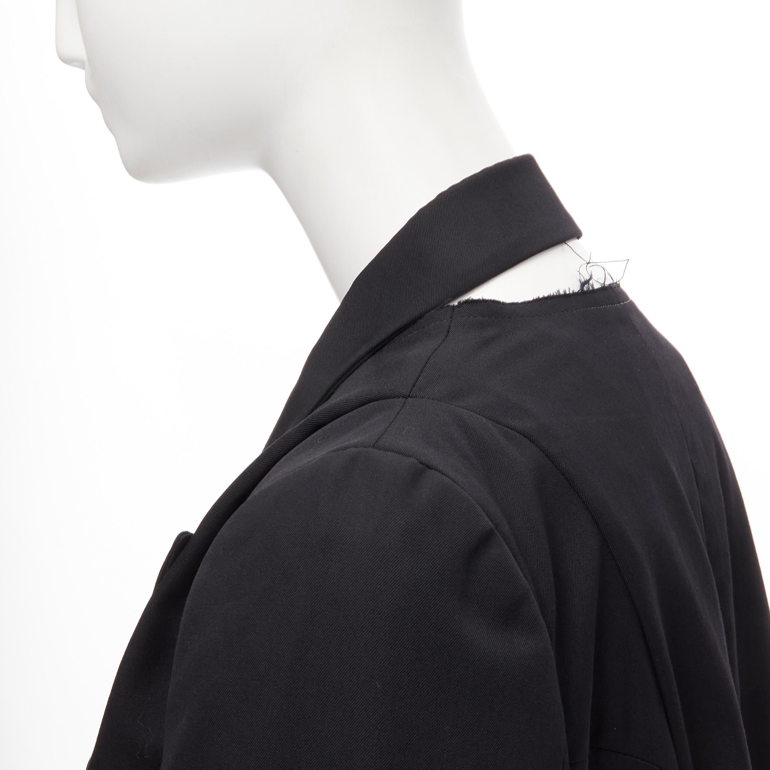 COMME DES GARCONS 1991 black wool deconstructed collar double breasted blazer S 3