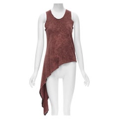 COMME DES GARCONS 1991 red acid wash cotton asymmetric hem raw cut tank top