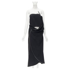 COMME DES GARCONS 1991 Vintage Runway punk silver zipper deconstructed dress M