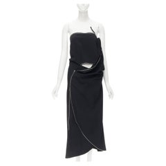 COMME DES GARCONS 1991 Vintage Runway punk silberner Reißverschluss dekonstruiertes Kleid M
