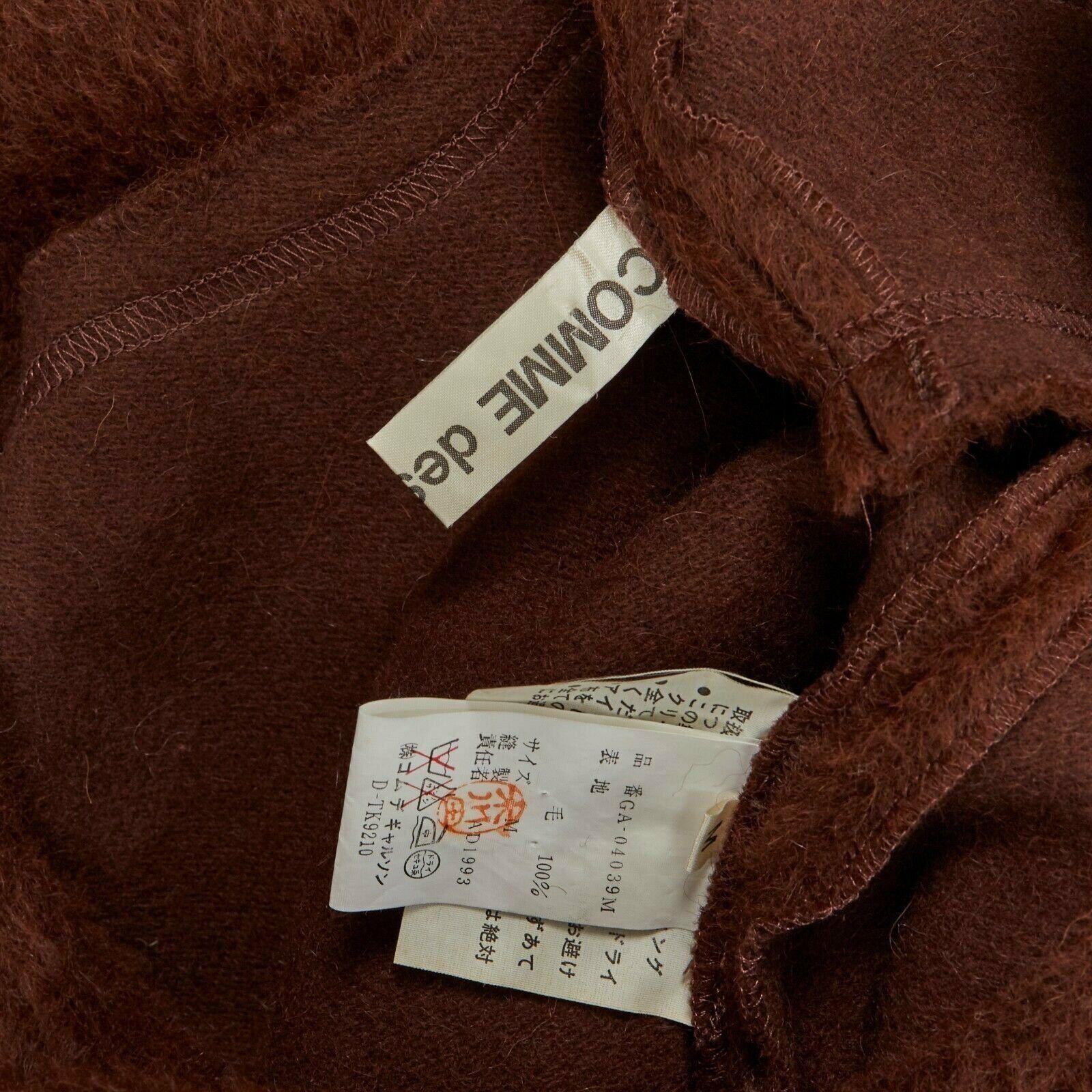 COMME DES GARCONS 1993 brown reversed seam fuzzy plush wool midi dress M 4