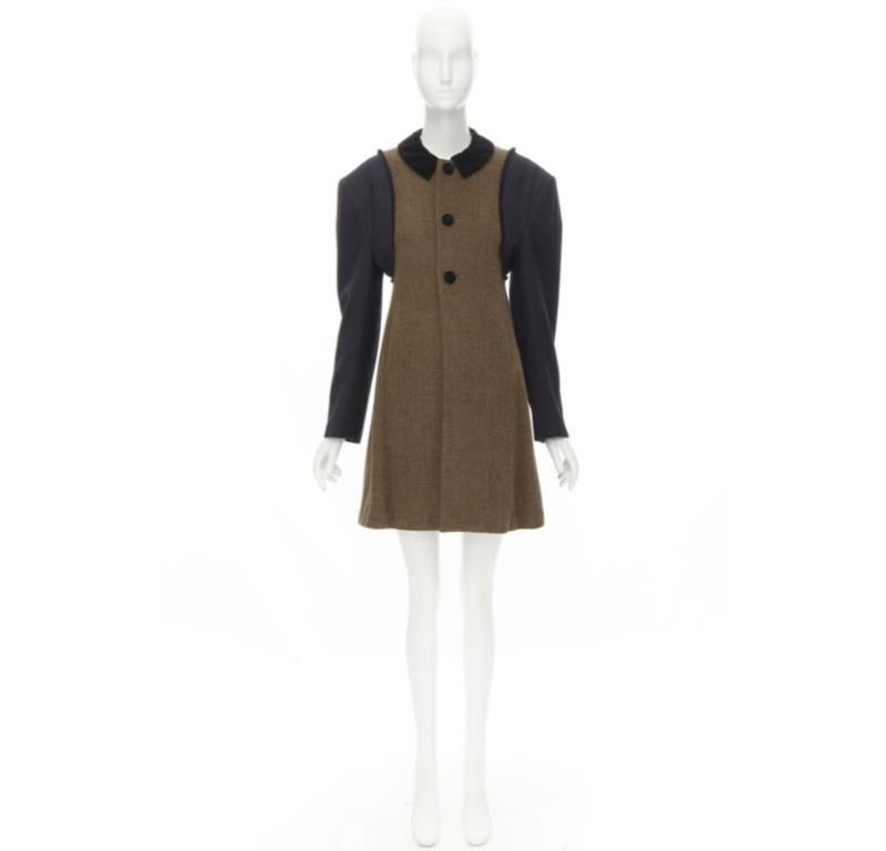 COMME DES GARCONS 1993 Runway Vintage herringbone reconstructed sleeve coat S For Sale 5