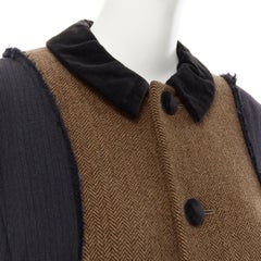 COMME DES GARCONS 1993 Runway Vintage herringbone reconstructed sleeve coat S