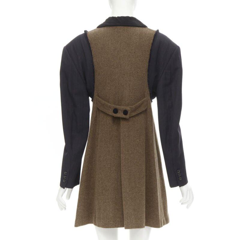 Women's COMME DES GARCONS 1993 Runway Vintage herringbone reconstructed sleeve coat S For Sale