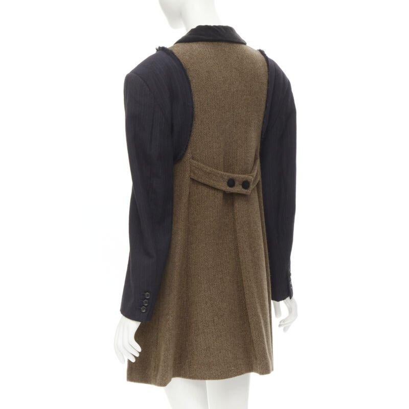COMME DES GARCONS 1993 Runway Vintage herringbone reconstructed sleeve coat S For Sale 1