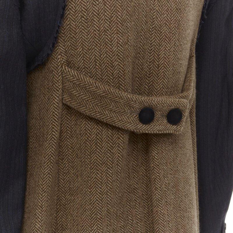 COMME DES GARCONS 1993 Runway Vintage herringbone reconstructed sleeve coat S For Sale 3