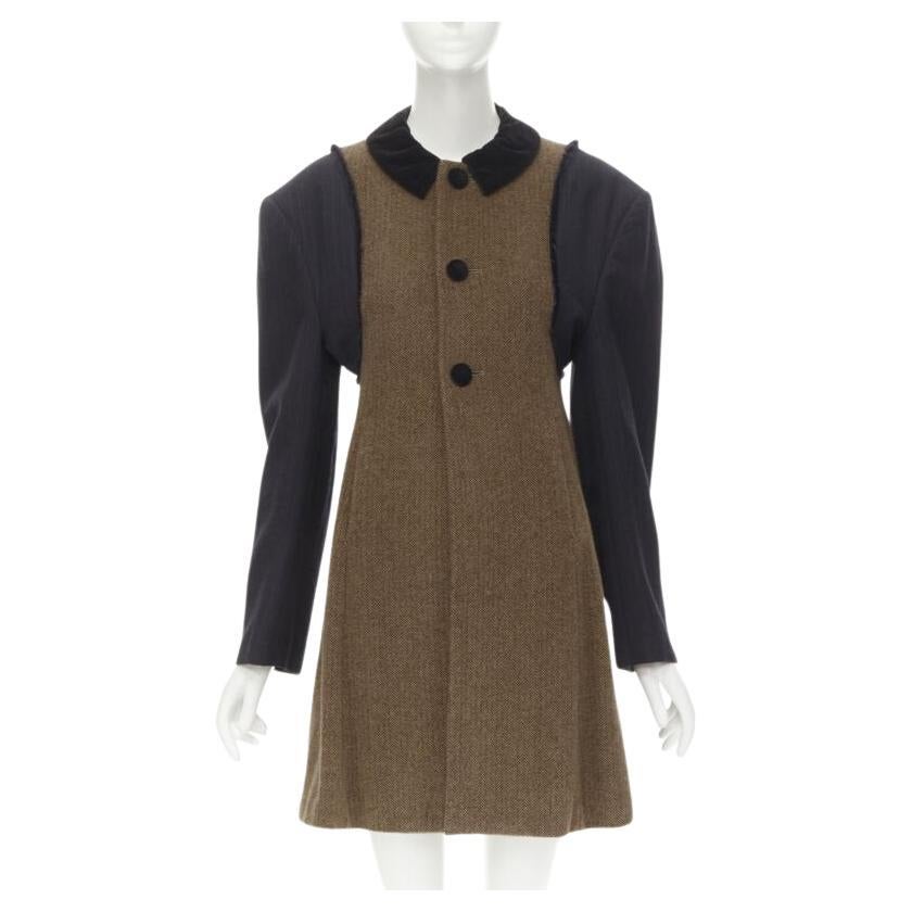 COMME DES GARCONS 1993 Runway Vintage herringbone reconstructed sleeve coat S For Sale