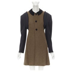 COMME DES GARCONS 1993 Runway Vintage herringbone reconstructed sleeve coat S