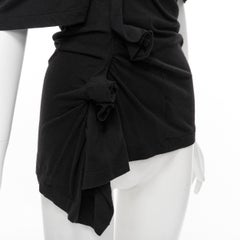 COMME DES GARCONS 1994 black cotton bundle rose ruffle tshirt top S