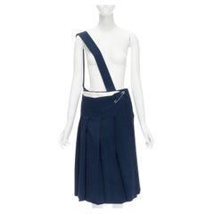 COMME DES GARCONS 1994 blue pin foldover extremely oversized pleated skirt M