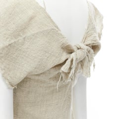 COMME DES GARCONS 1994 grey boiled wool knot tie back black velvet hem tunic top