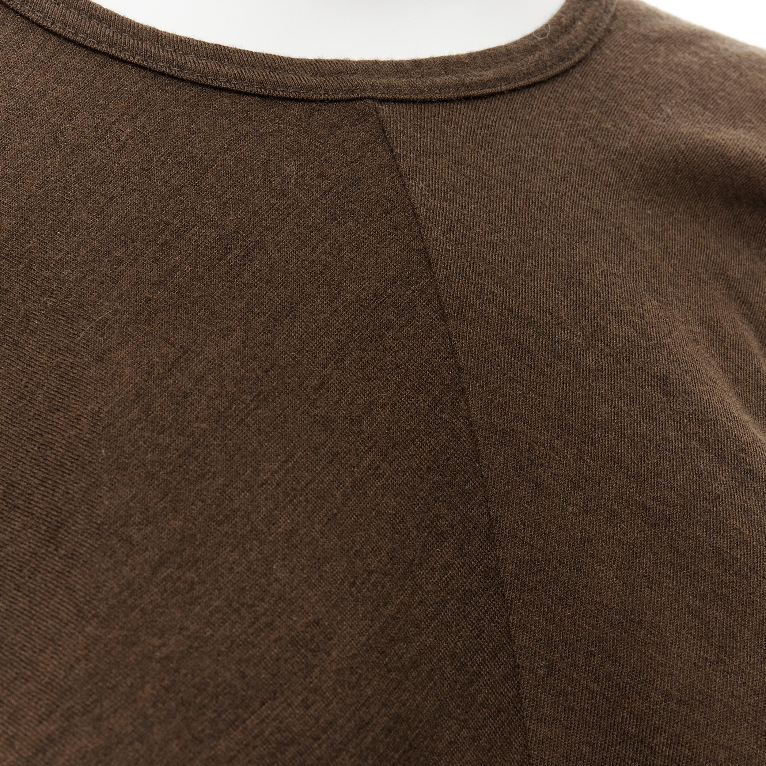 COMME DES GARCONS 1994 khaki brown cotton one piece sleeve cut cropped tshirt S 4