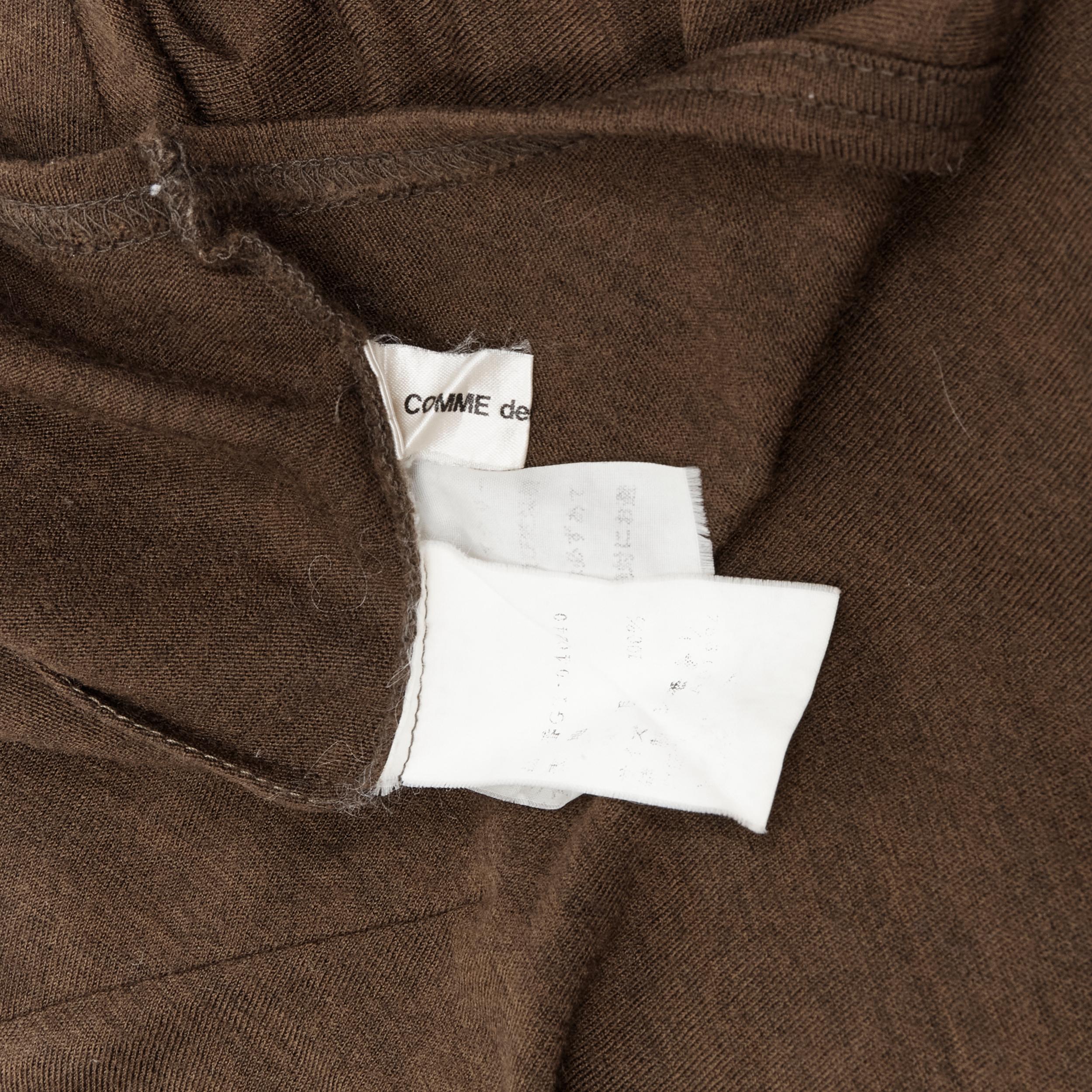 COMME DES GARCONS 1994 khaki brown cotton one piece sleeve cut cropped tshirt S 5