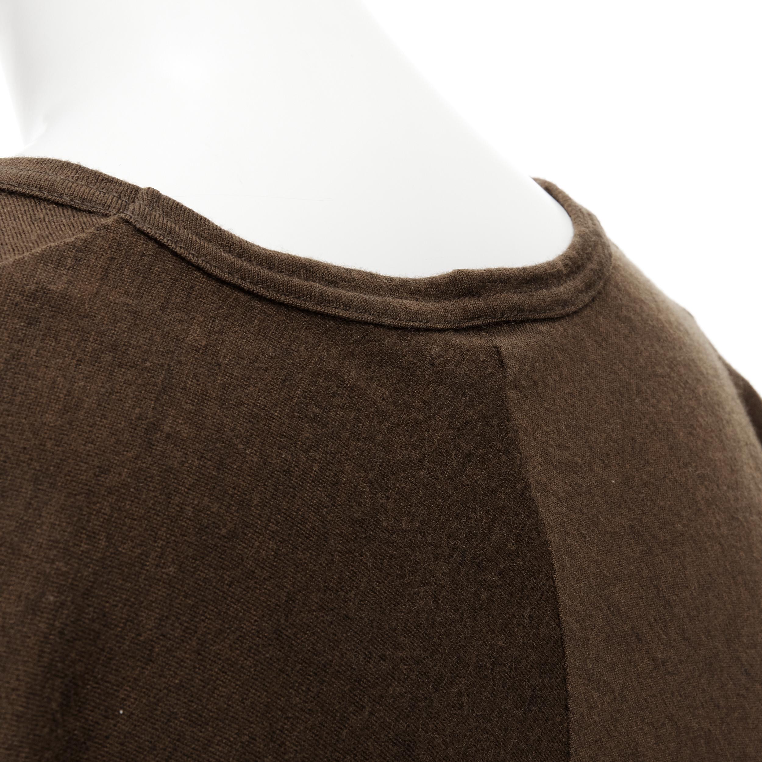COMME DES GARCONS 1994 khaki brown cotton one piece sleeve cut cropped tshirt S 3
