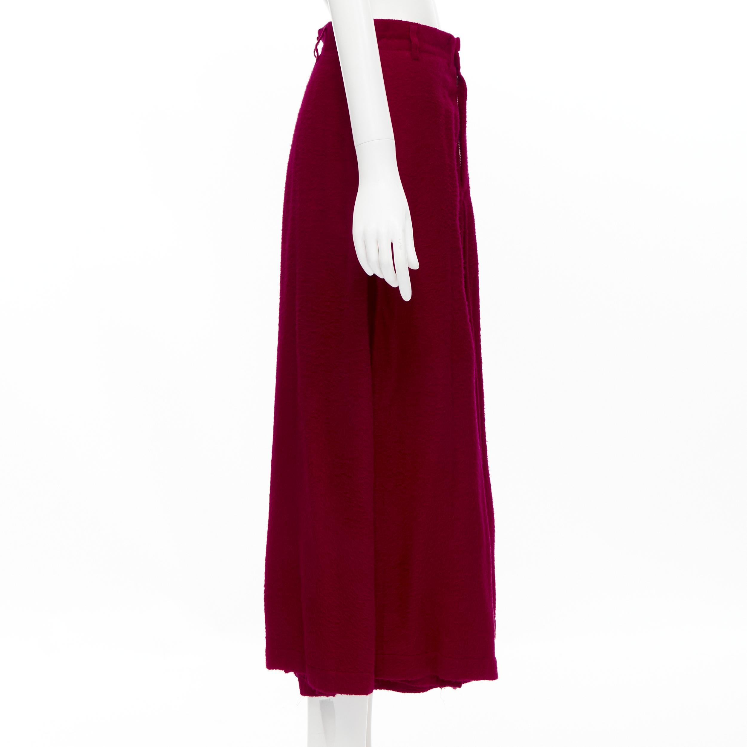 COMME DES GARCONS 1994 red boiled wool diagonal pleat draped midi skirt S In Excellent Condition For Sale In Hong Kong, NT