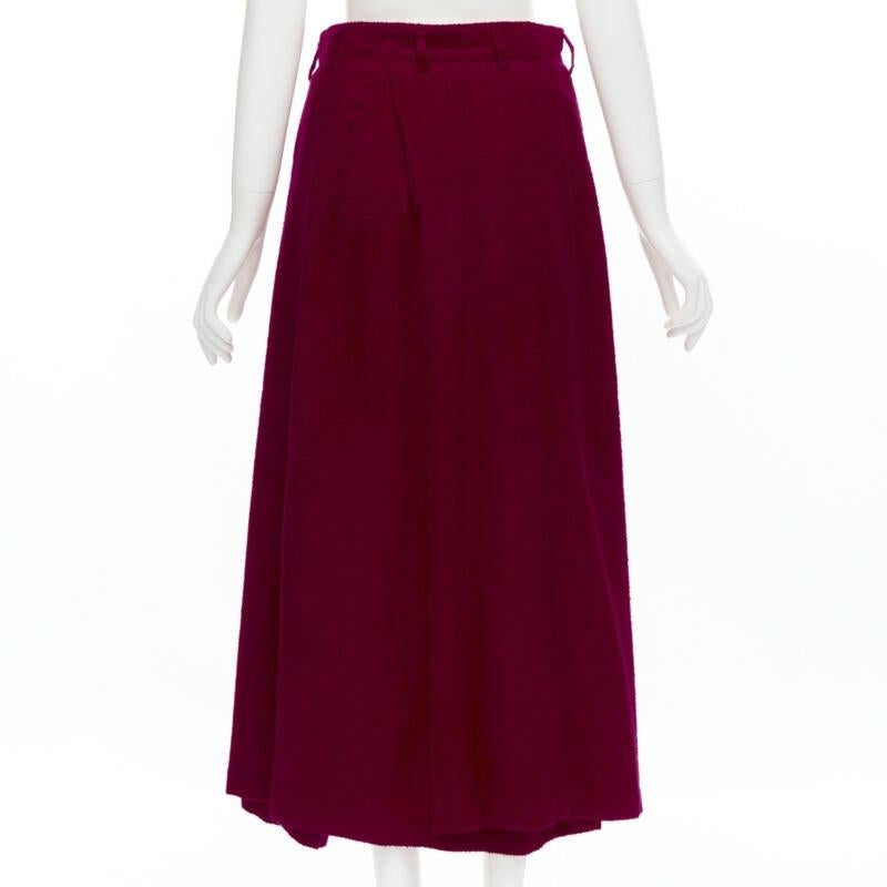 De las mujeres COMME DES GARCONS 1994 falda midi drapeada con pliegues diagonales de lana hervida roja S en venta