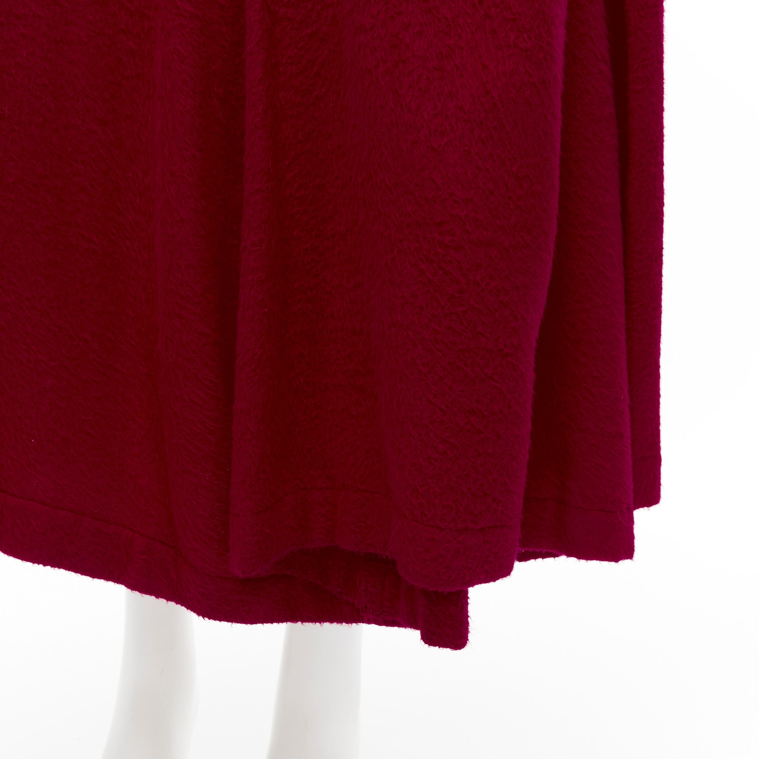 COMME DES GARCONS 1994 red boiled wool diagonal pleat draped midi skirt S For Sale 3
