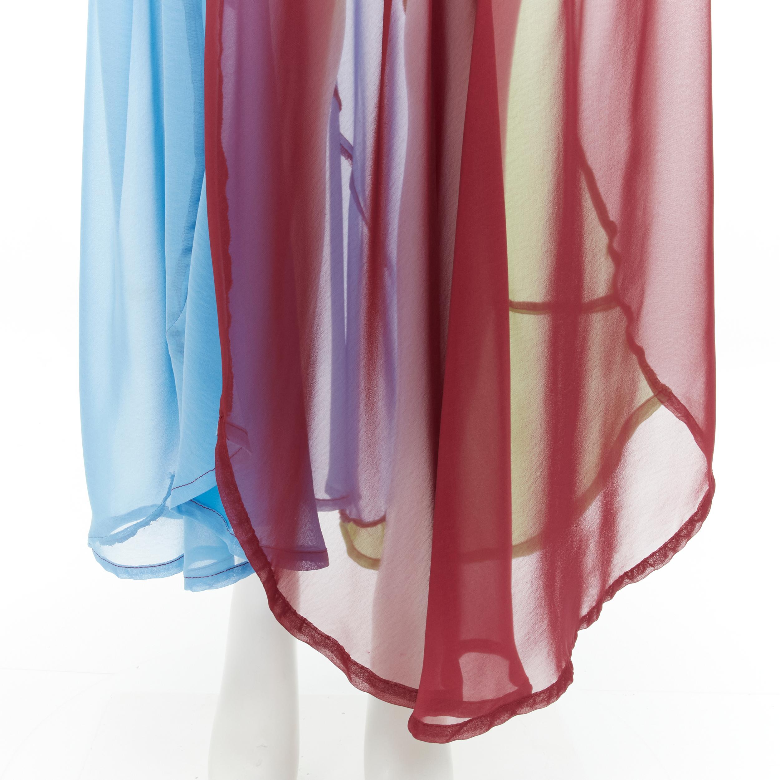 COMME DES GARCONS 1995 Runway Vintage curved seam optical color sheer skirt M For Sale 1