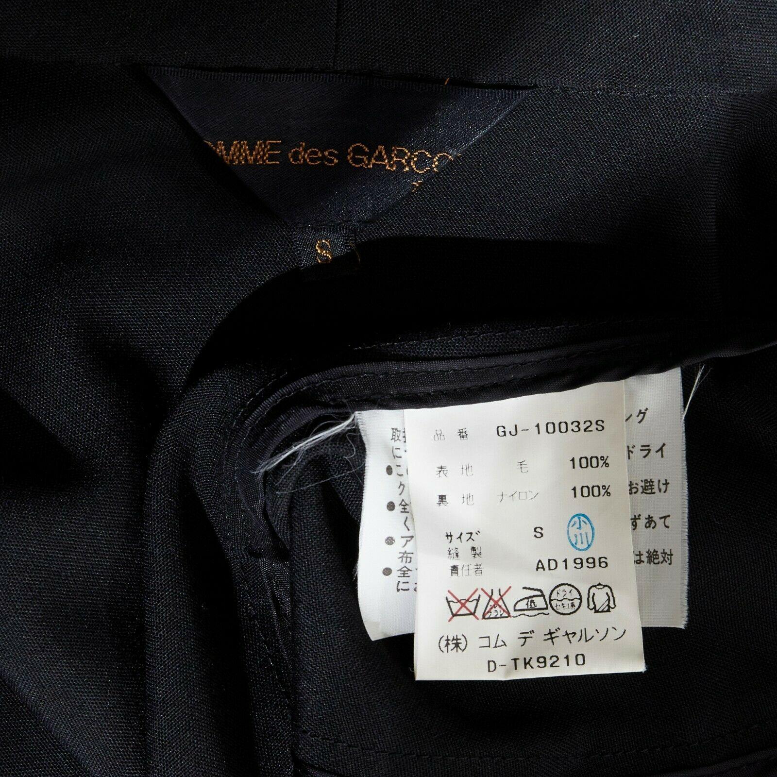 COMME DES GARCONS 1996 black wool asymmetric volume cut boxy blazer jacket S 7