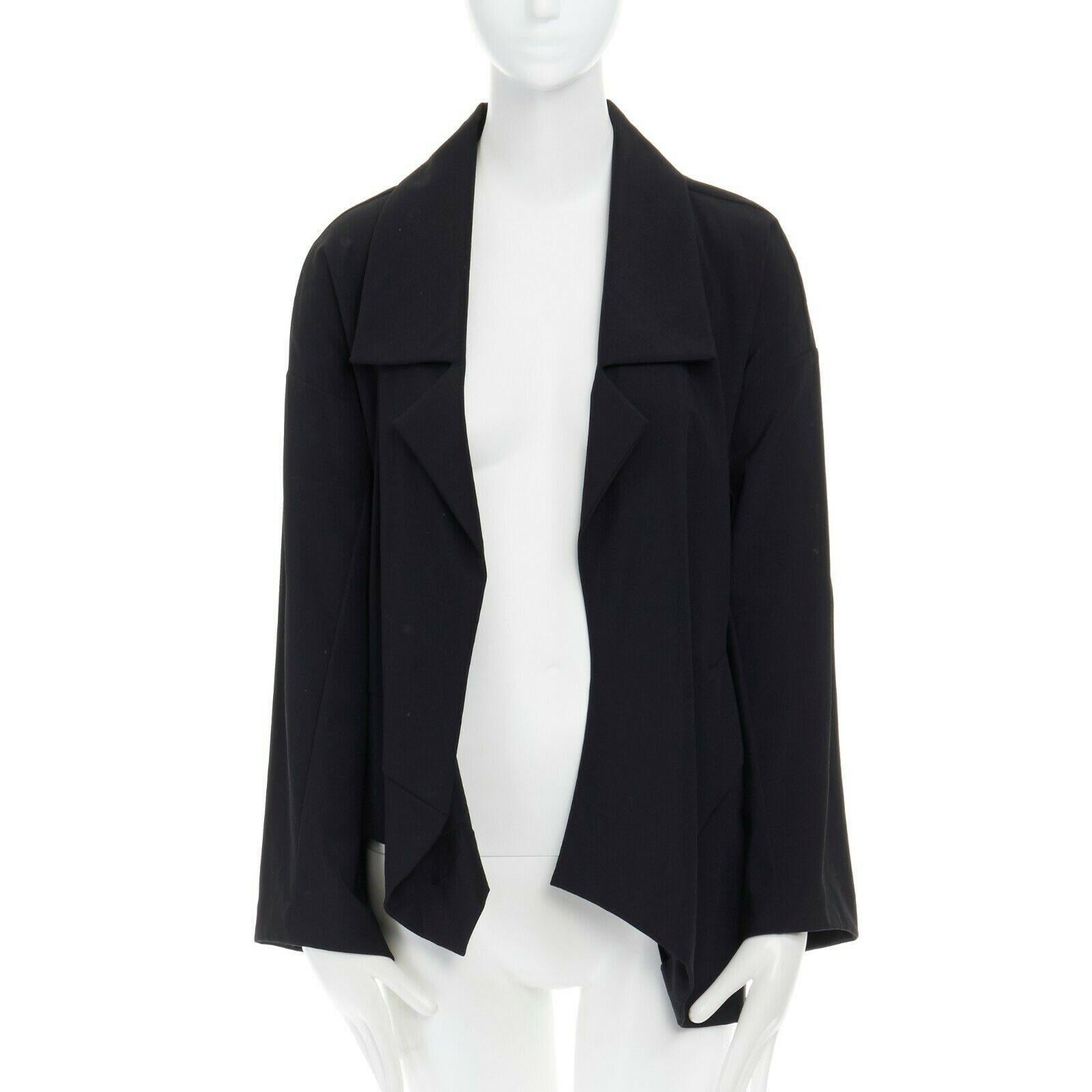 Black COMME DES GARCONS 1996 black wool asymmetric volume cut boxy blazer jacket S