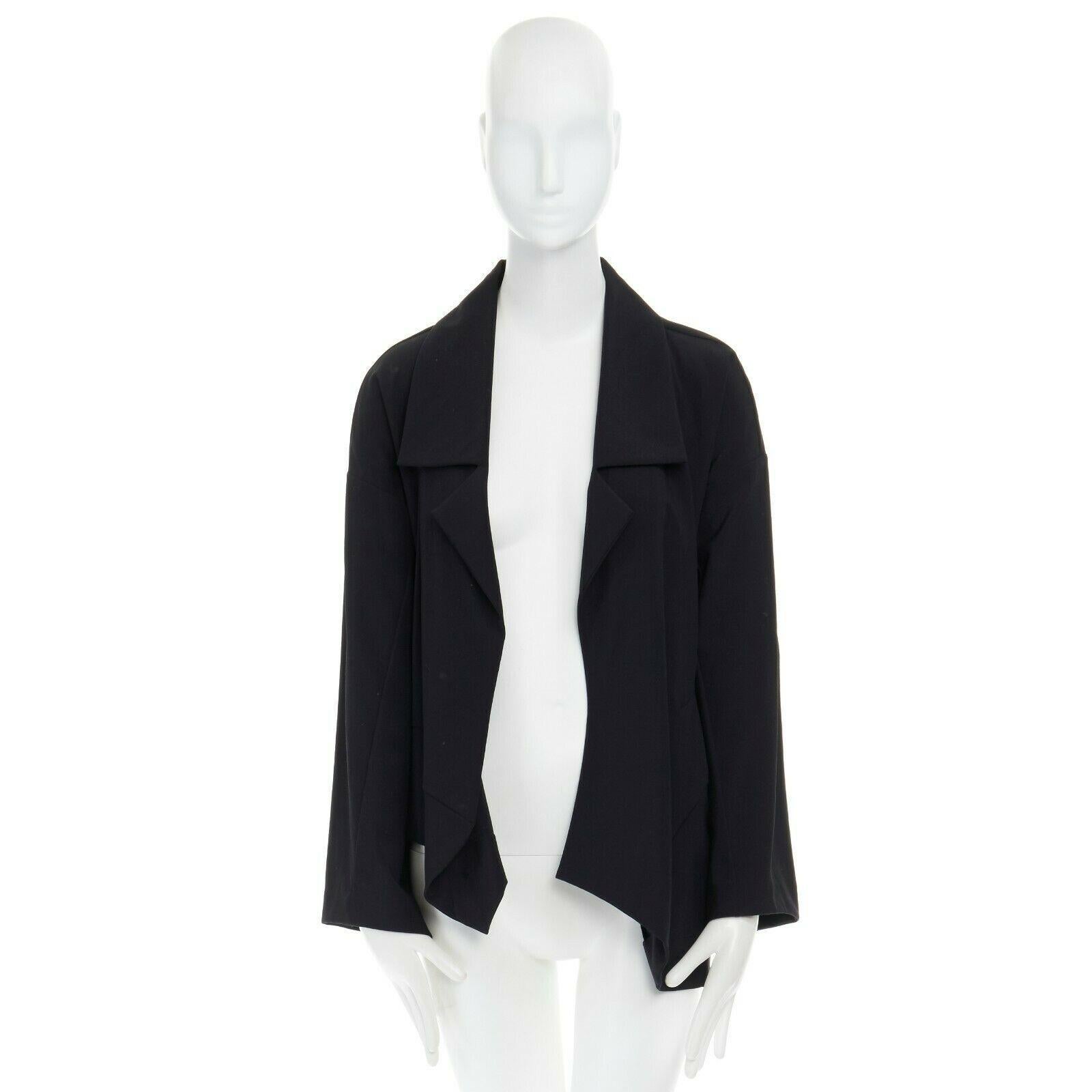 COMME DES GARCONS 1996 black wool asymmetric volume cut boxy blazer jacket S In Excellent Condition In Hong Kong, NT