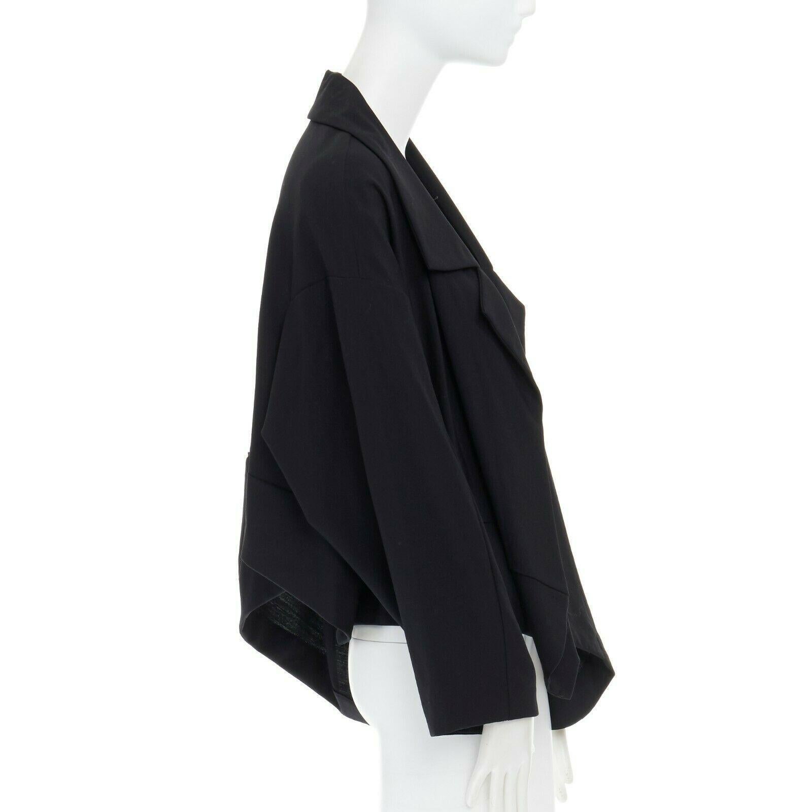 COMME DES GARCONS 1996 black wool asymmetric volume cut boxy blazer jacket S 1