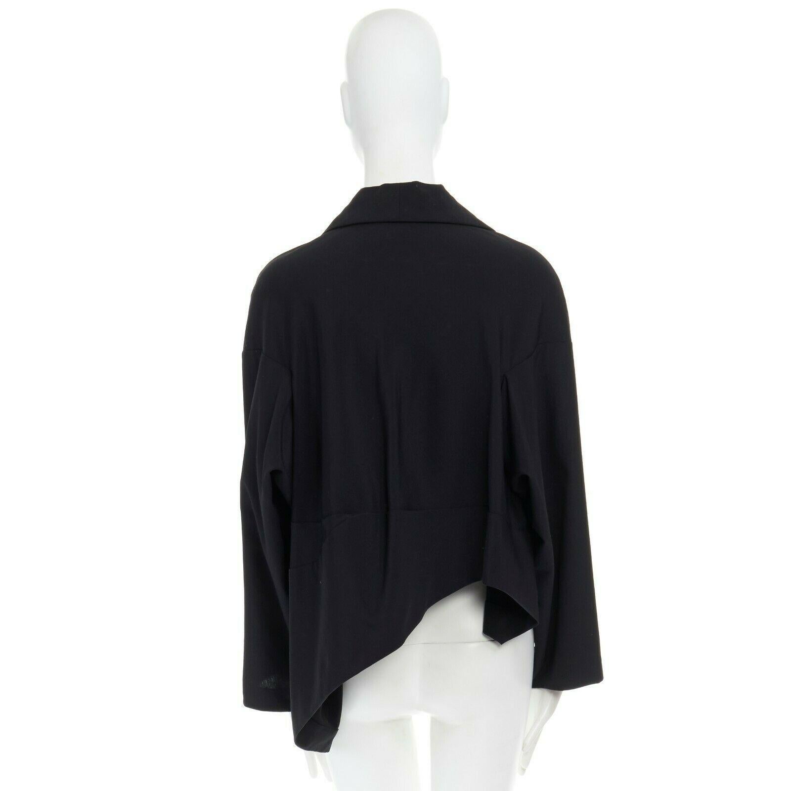 COMME DES GARCONS 1996 black wool asymmetric volume cut boxy blazer jacket S 2