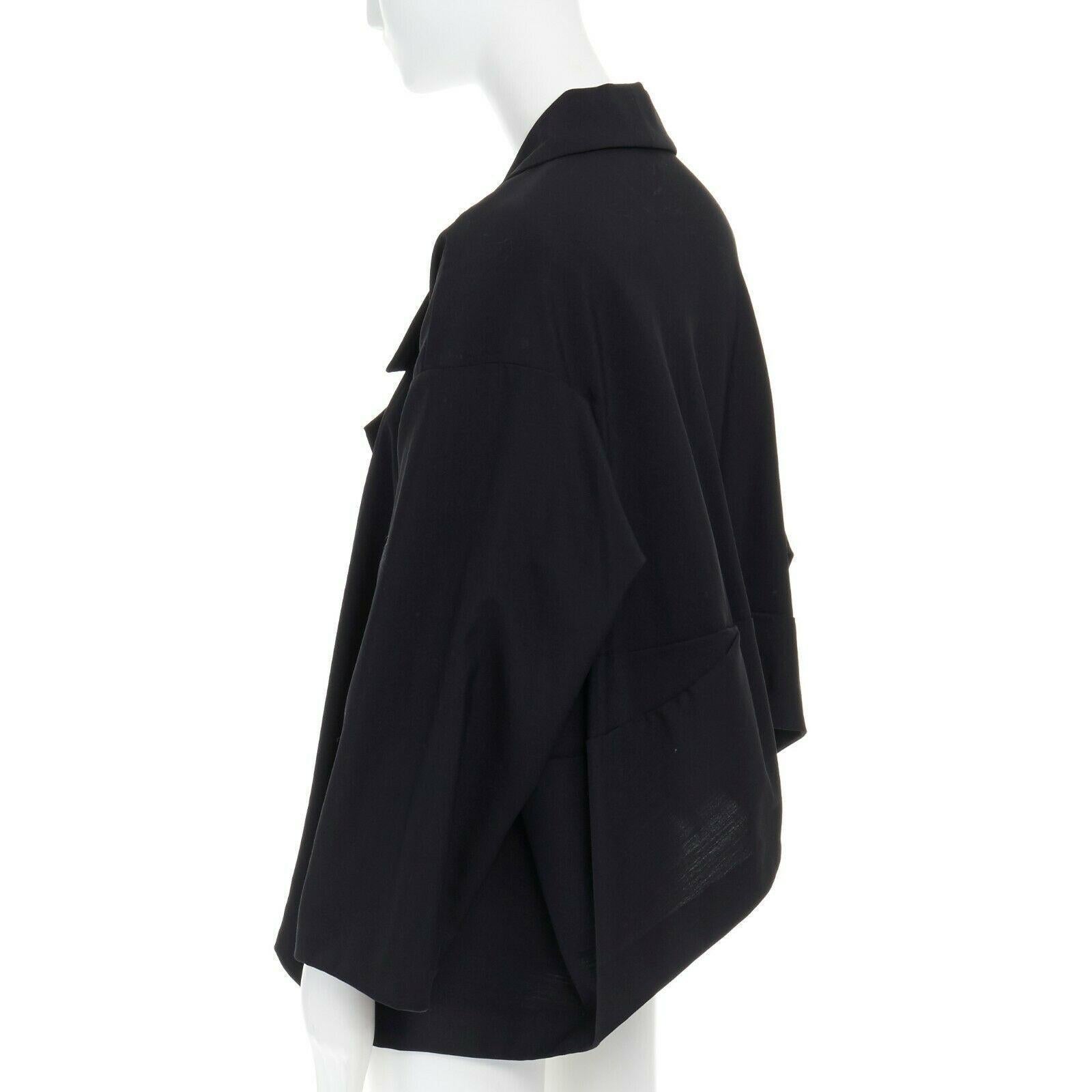 COMME DES GARCONS 1996 black wool asymmetric volume cut boxy blazer jacket S 3