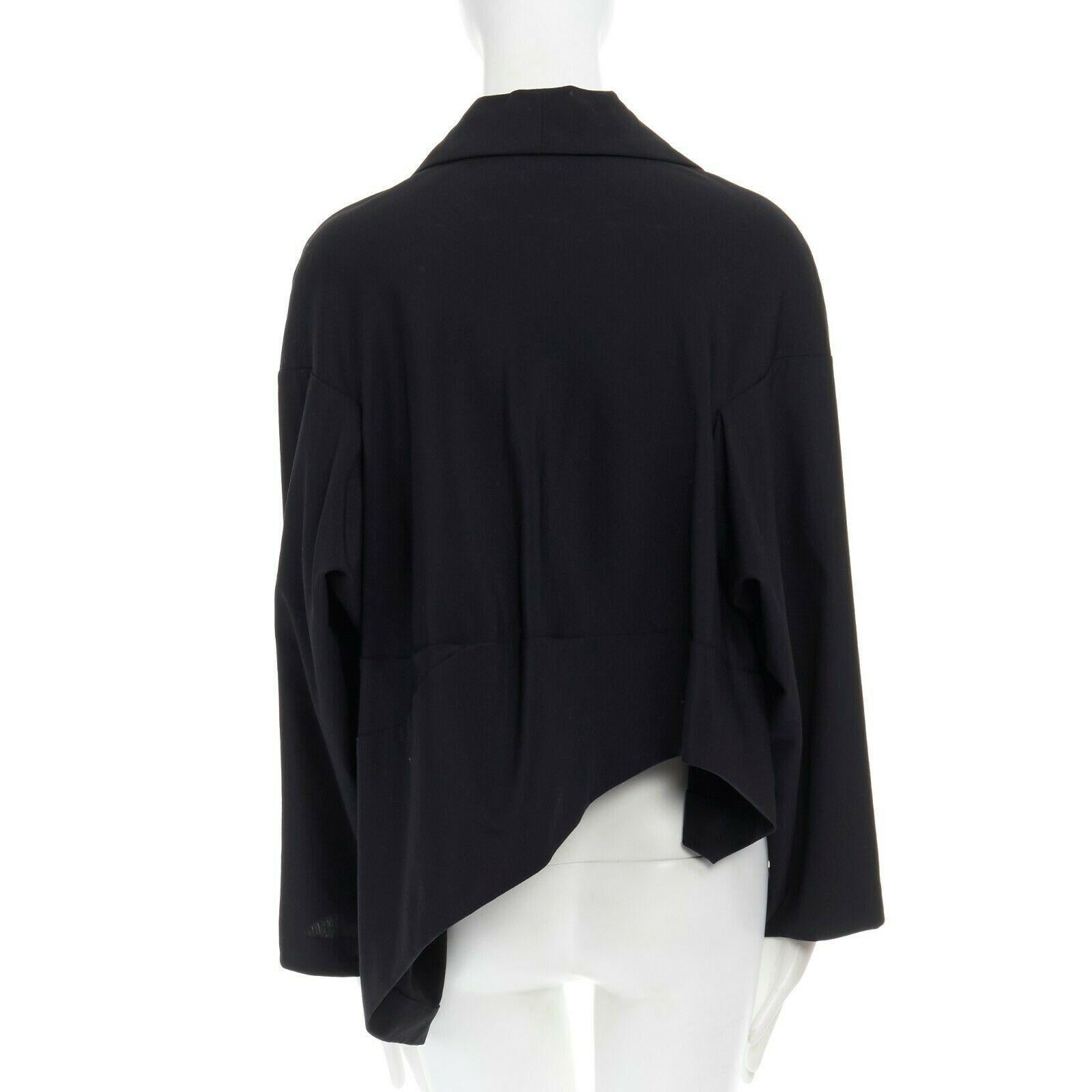 COMME DES GARCONS 1996 black wool asymmetric volume cut boxy blazer jacket S 4