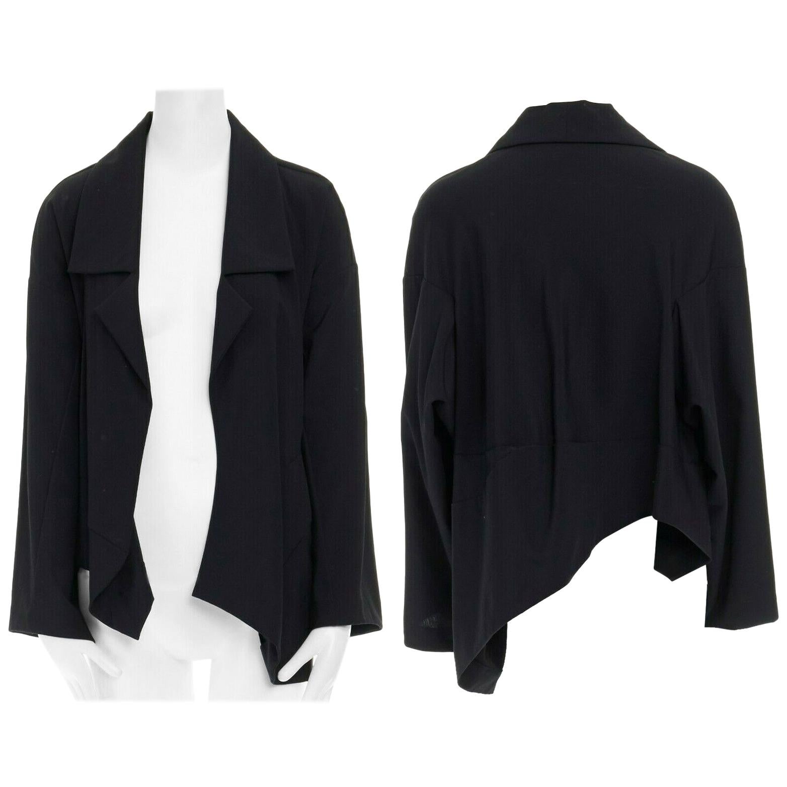 COMME DES GARCONS 1996 black wool asymmetric volume cut boxy blazer jacket S