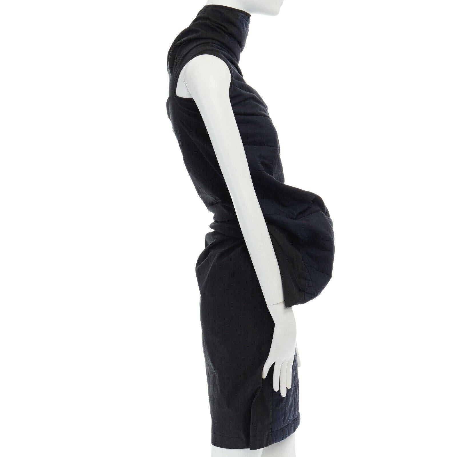 COMME DES GARCONS 1996 Lumps Bumps navy blue padded irregular bodycon dress S In Good Condition In Hong Kong, NT