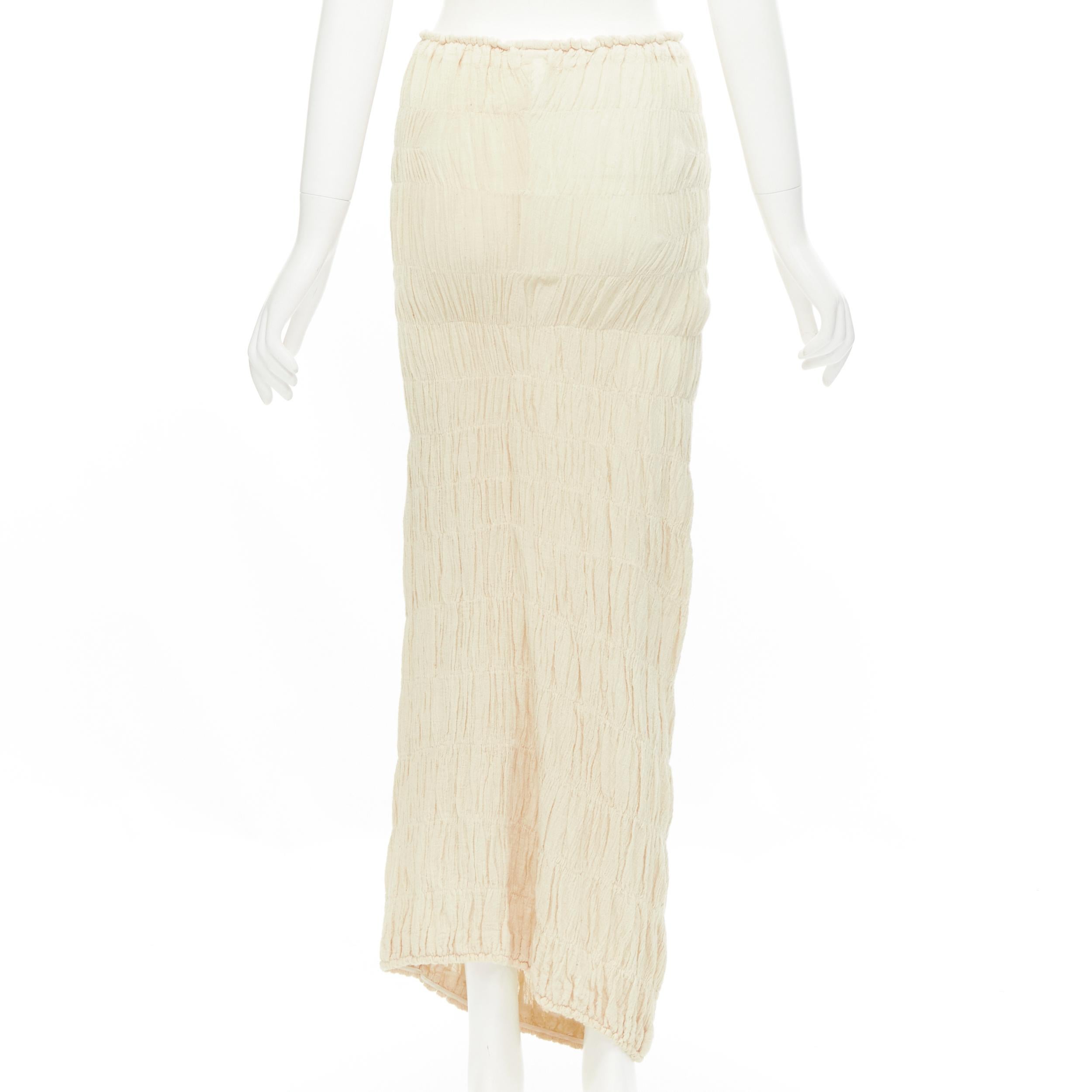 Women's COMME DES GARCONS 1996 Vintage beige shirred Lump Bumps midi skirt S