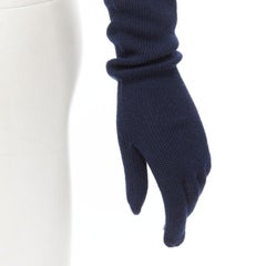 COMME DES GARCONS 1996 Vintage marineblau Wolle stricken volle Oper Handschuhe selten