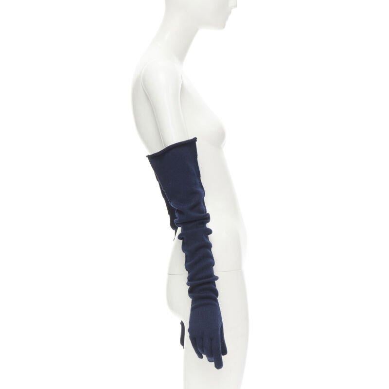 COMME DES GARCONS 1996 Vintage marineblau Wolle stricken volle Oper Handschuhe selten im Zustand „Hervorragend“ im Angebot in Hong Kong, NT