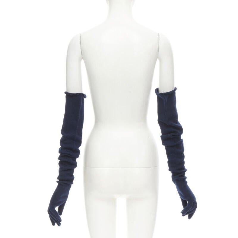 COMME DES GARCONS 1996 Vintage marineblau Wolle stricken volle Oper Handschuhe selten Damen im Angebot