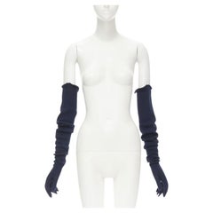 COMME DES GARCONS 1996 Vintage marineblau Wolle stricken volle Oper Handschuhe selten