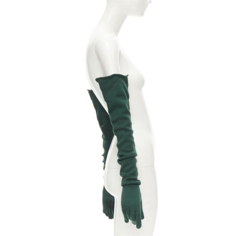 Women's COMME DES GARCONS 1996 Vintage Runway green wool full opera gloves rare