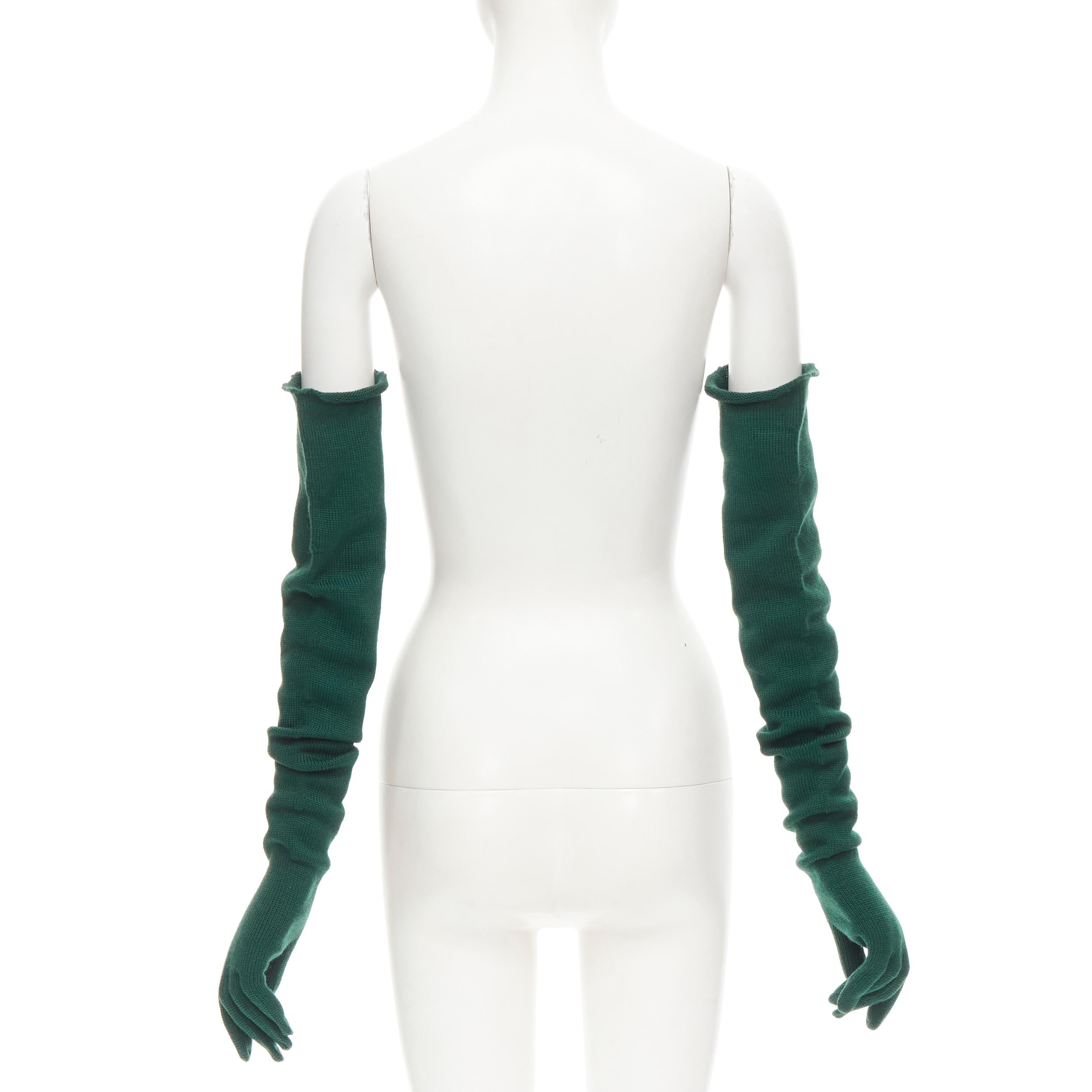 COMME DES GARCONS 1996 Vintage Laufsteg-Handschuhe aus grüner Wolle in Opernform, selten Damen im Angebot