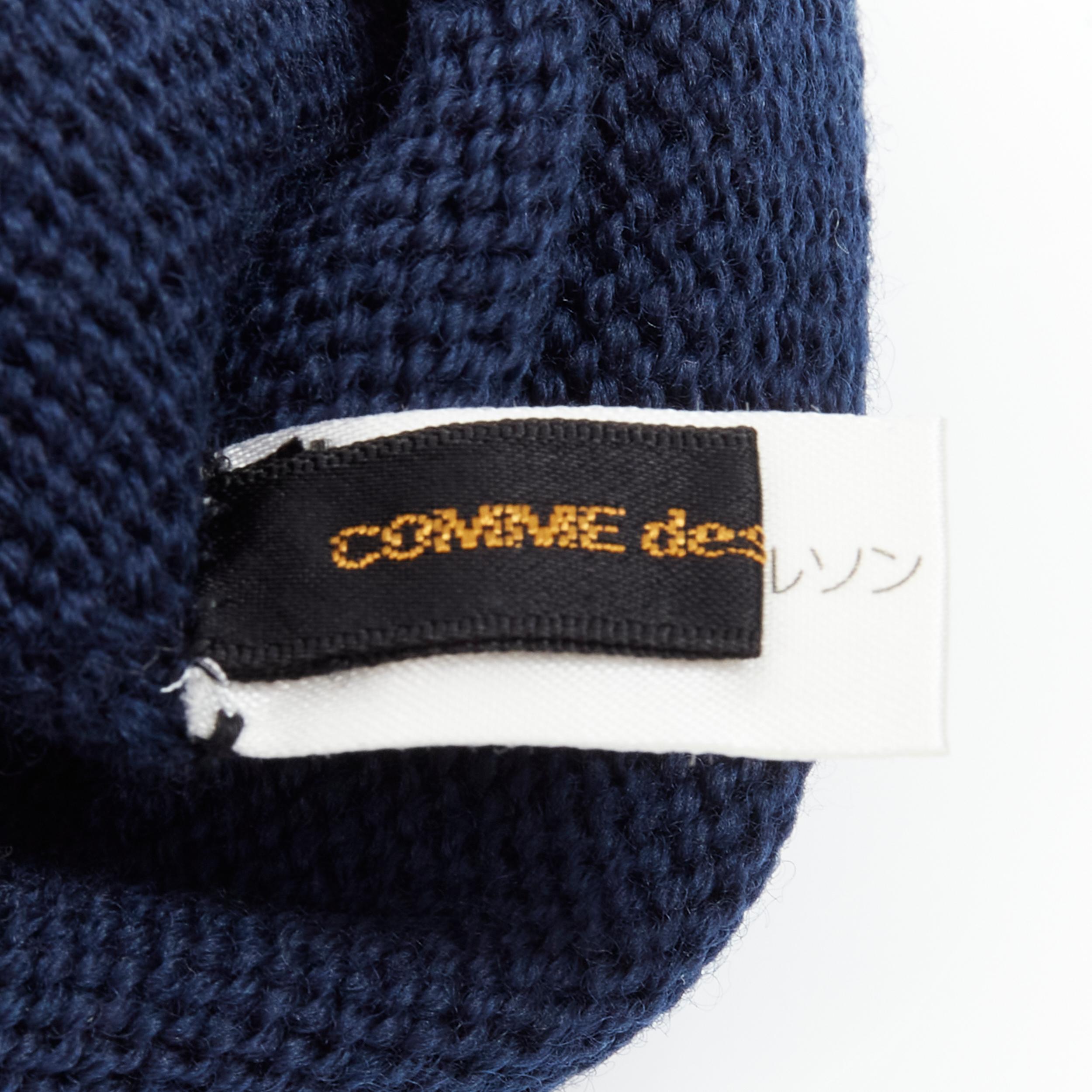 Women's COMME DES GARCONS 1996 Vintage Runway navy blue wool knit full opera gloves rare For Sale