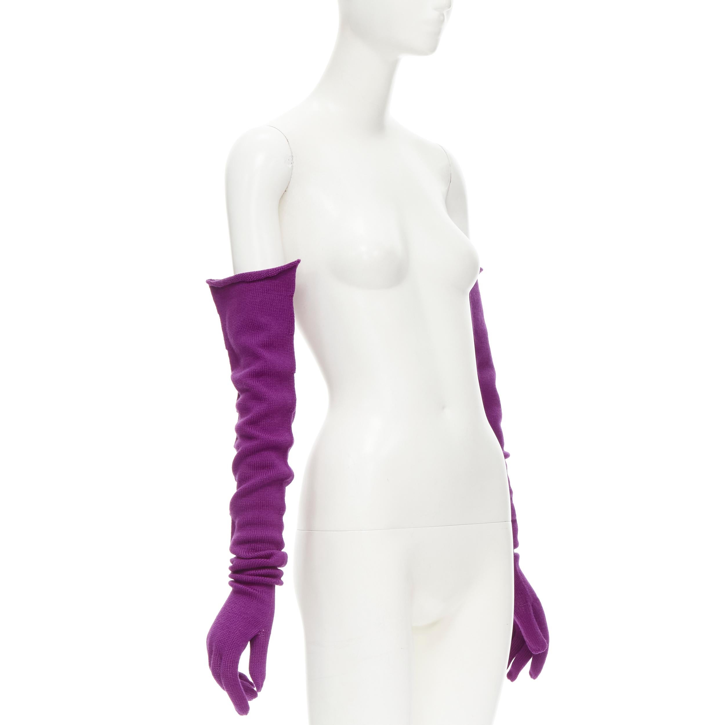 Gray COMME DES GARCONS 1996 Vintage Runway purple wool knit full opera gloves rare