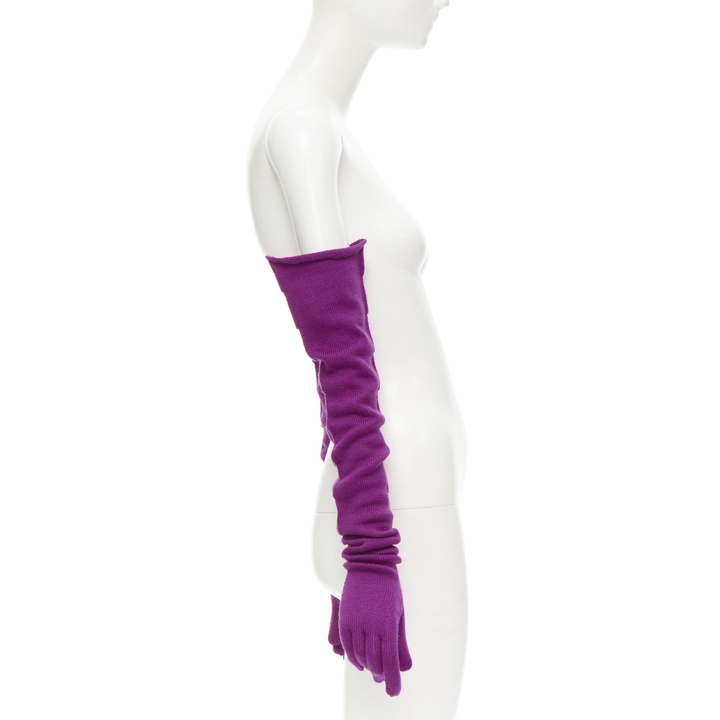 COMME DES GARCONS 1996 Vintage Runway purple wool knit full opera gloves rare In Excellent Condition In Hong Kong, NT